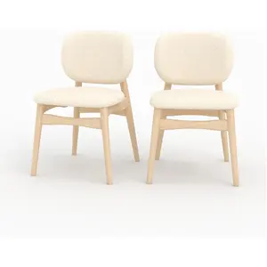 Lot de 2 chaises en tissu bouclé beige - Paulette pas cher