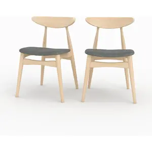 Lot de 2 chaises en tissu gris et bois d'hévéa - josette Josette pas cher