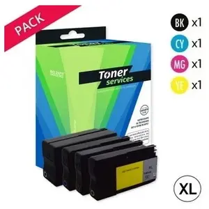 Comparateur de prix : Toner Services Compatible HP 932XL/933XL Pack 4 Cartouches Noir et couleurs (C2P42AE)