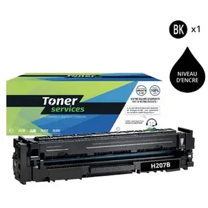 H207B - Toner équivalent HP 207A Noir (Avec puce avec niveau d'encre) pas cher