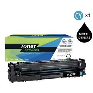 H207C- Toner équivalent HP 207A Cyan (Avec puce avec niveau d'encre) pas cher