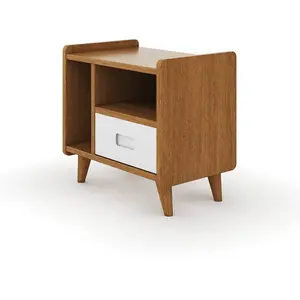ID Kids Chevet bois massif noisette et blanc pas cher