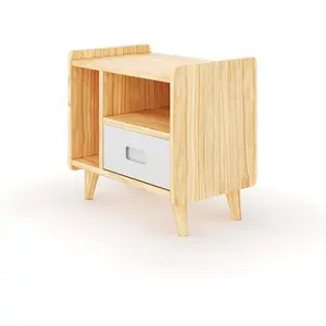 ID Kids Chevet bois massif bois et blanc pas cher