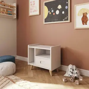 ID Kids Chevet blanc et bois pas cher
