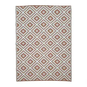 TERRE JARDIN Tapis extérieur réversible pour balcon et terrasse Terracotta 160 x 240 Blanc pas cher
