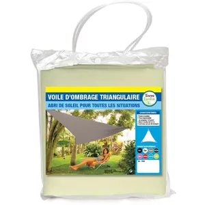 TERRE JARDIN Voile d'ombrage triangulaire - 3.6 mètres - Ecru pas cher