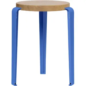 TIPTOE - Tabouret empilable Lou - Bleu - Chêne massif éco-certifié - D... pas cher