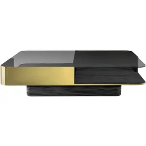 Table basse Lounge - Verre fumé large, Laiton Red editionVendu parmade-in-design