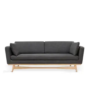 Canapé 210 - Tissu Anthracite T01 (cat. A), Chêne clair Red edition