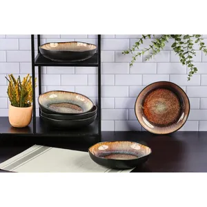 Comparateur de prix : Bjorn Lot De 6 Assiettes Creuses En Grès Marron D22.5