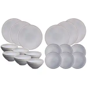 Comparateur de prix : Set Vaisselle 18 Pièces En Grès Gris