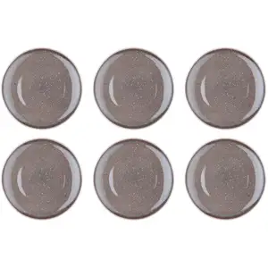 Comparateur de prix : Lot De 6 Assiettes Plates En Grès Gris D27