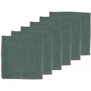 Björn Serviette de table - 6 pièces - Lin et coton vert sapin pas cher