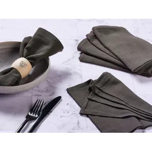 Björn Serviette de table - 6 pièces - Lin et coton gris anthracite pas cher