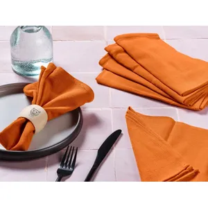 Björn Serviette de table - 6 pièces - Lin et coton orange pas cher