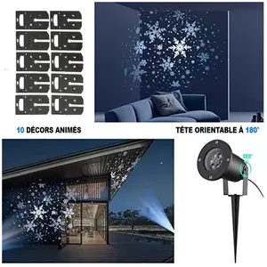 Projecteur LED de noel 10 décors lampe de projection étanche extérieur...