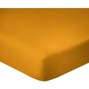 Blanc Passion - Drap housse en coton bonnet 35 cm safran 180x200 cm pas cher