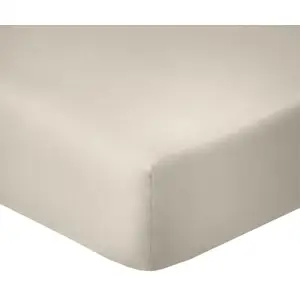 Home collection Drap housse coton ivoire 160x200 cm pas cher