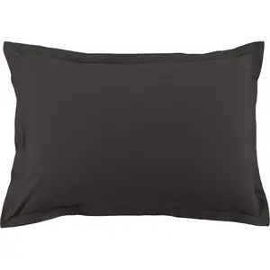 Home collection Blanc Passion - 2 Taies d'oreiller en coton unies gris foncé 50x70 cm pas cher