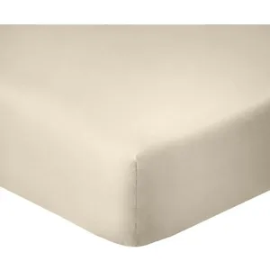 Home collection Drap Housse 90x190cm Bonnet 35cm 100% Coton 57fils Grege pas cher