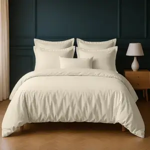 Home collection Blanc Passion - Parure housse de couette unie ivoire 240x220 cm pas cher