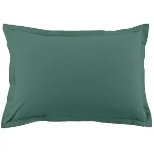 Home collection Blanc Passion - 2 Taies d'oreiller 100% Coton unies bleu canard 50x70 cm pas cher