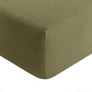 Drap housse 100% lin lavé uni vert 200 x 200 cm