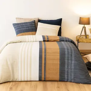 Parure de couette 100% coton 57 fils imprimée 240x220 2 taies pas cher
