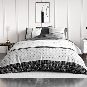 Atelier du Coton - Parure housse de couette Casta bleue 260x240 cm pas cher