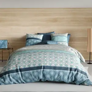 Parure housse de couette coton imprimée + 2 taies 240x220 cm pas cher