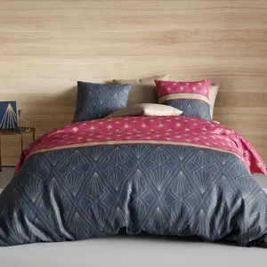 Parure de couette 100% coton 57 fils imprimée 240x220 2 taies pas cher
