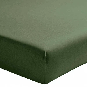 Drap housse percale de coton lavé vert 200x200 cm pas cher