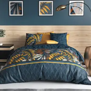 Ateliers du Linge - Parure housse de couette Salva bleue 240x220 cm pas cher