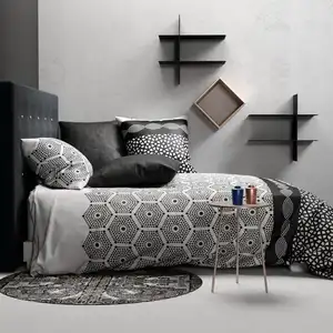 Parure de couette 100% coton 57 fils imprimée 240x220 2 taies pas cher