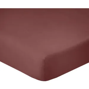 Atelier du Coton - Drap housse uni rouge 140x190 cm pas cher