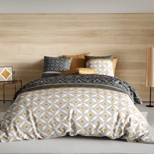 Parure de couette 100% coton 57 fils imprimée 260x240 2 taies pas cher