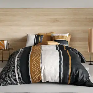 Parure de couette 100% coton 57 fils imprimée 240x220 2 taies pas cher