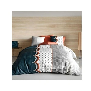 ESPRIT NORDIQUE Atelier du Coton - Parure housse de couette Antan bleue 240x220 cm pas cher