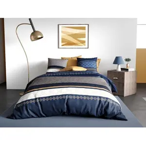 Parure de couette 100% coton 57 fils imprimée 240x220 2 taies pas cher