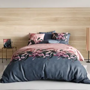 Parure de couette 100% coton 57 fils imprimée 260x240 2 taies pas cher