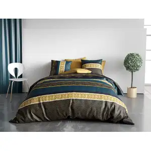 Atelier du Coton - Parure housse de couette Qobe marron 240x220 cm pas cher