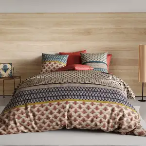 Parure de couette 100% coton 71 fils imprimée 240x220 2 taies pas cher