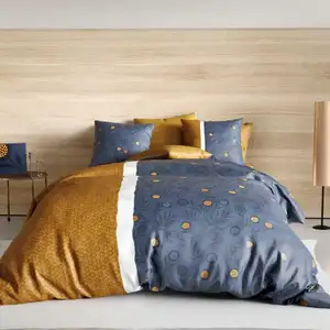 Parure de couette 100% coton 57 fils imprimée 240x220 2 taies pas cher