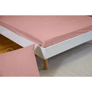 Baton Rouge - Drap housse en percale de coton rose thé 160x200 cm pas cher