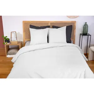 Parure housse de couette coton blanc 240x220 cm pas cher