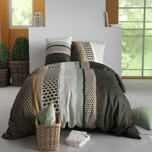 Parure housse de couette imprimée 100% coton 57fils URBANIK gris 220 x... pas cher