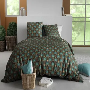 Parure housse de couette imprimée 100% coton 57fils ROMANA bleu 220 x ... pas cher