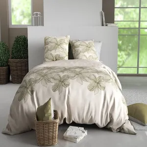 Baton Rouge - Parure housse de couette en coton mila verte 220x240 cm pas cher