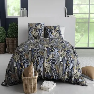 Parure housse de couette imprimée 100% coton 57fils EMALI bleu 240 x 2... pas cher
