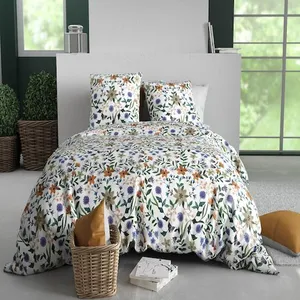 Parure housse de couette imprimée 100% coton 57fils VEITCHS blanc 220 ... pas cher